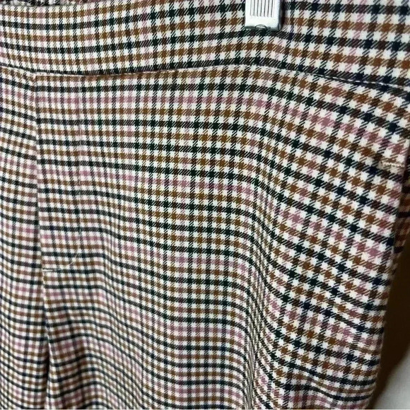 Old Navy Plaid Pull On Crop Pants Women 14 Brown Stretch Pockets Straight Casual - Picture 5 of 9